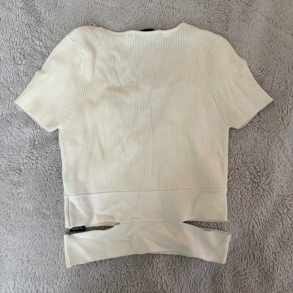 Zara Knit Ribbed Cutout Waist Top - Picture 2 of 3